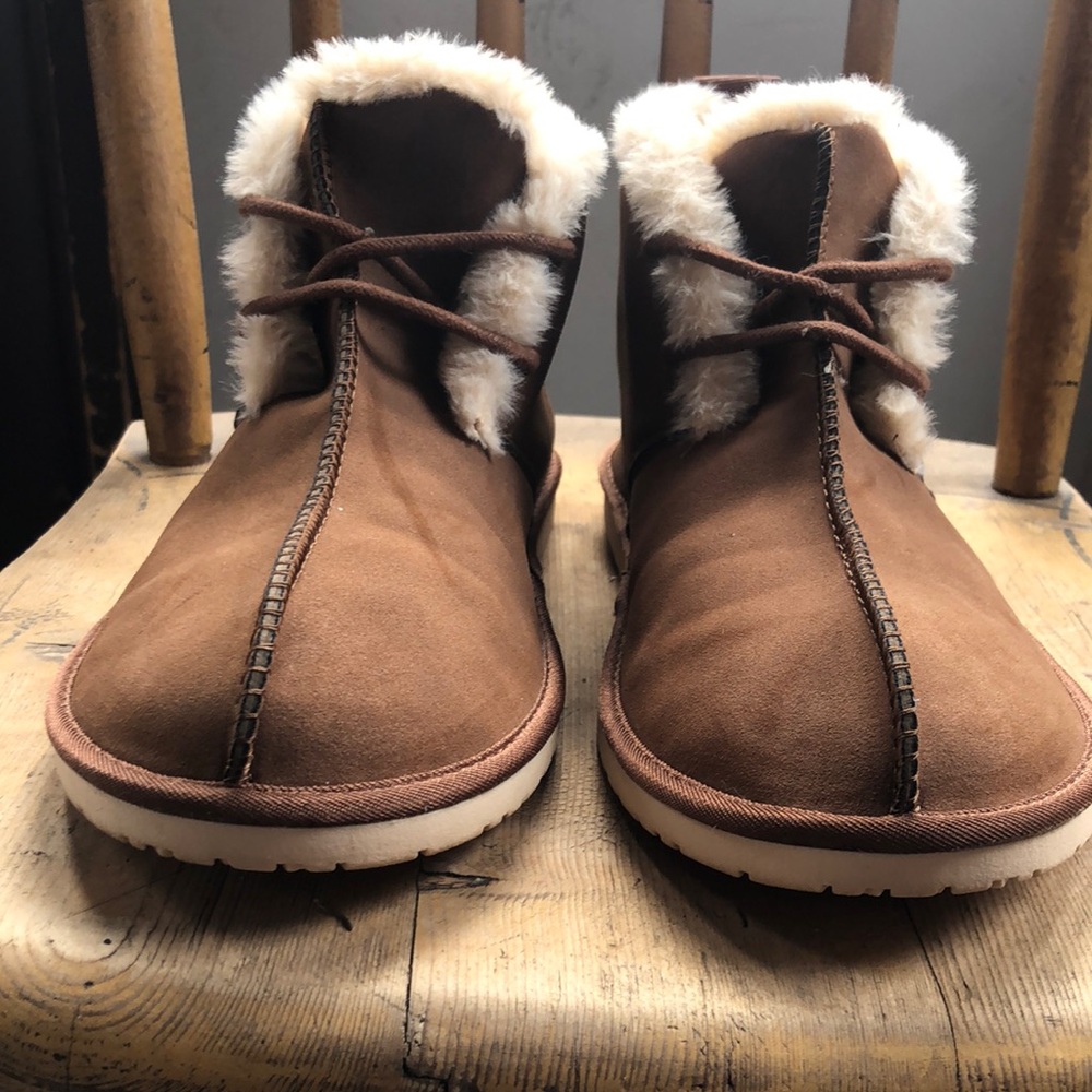 Women’s Brown Suede Shearling-Lined Boots